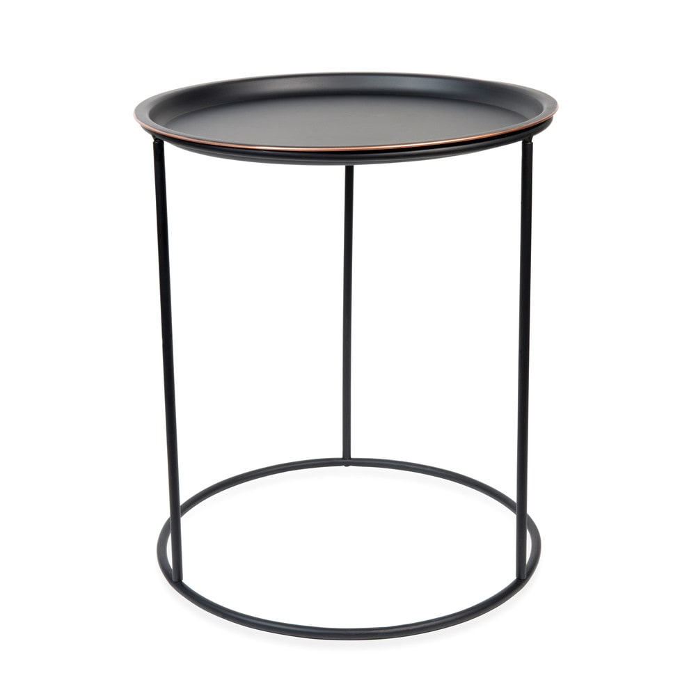 GARY BLACK metal side table in black D 40cm Maisons du Monde