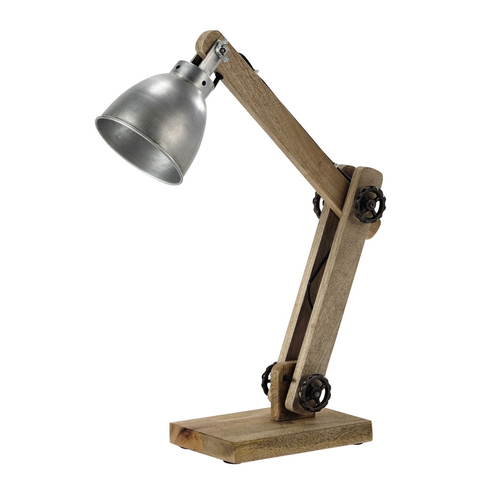 Verstelbare bureaulamp, hout en metaal, hoogte 53 cm, DOCKLAND