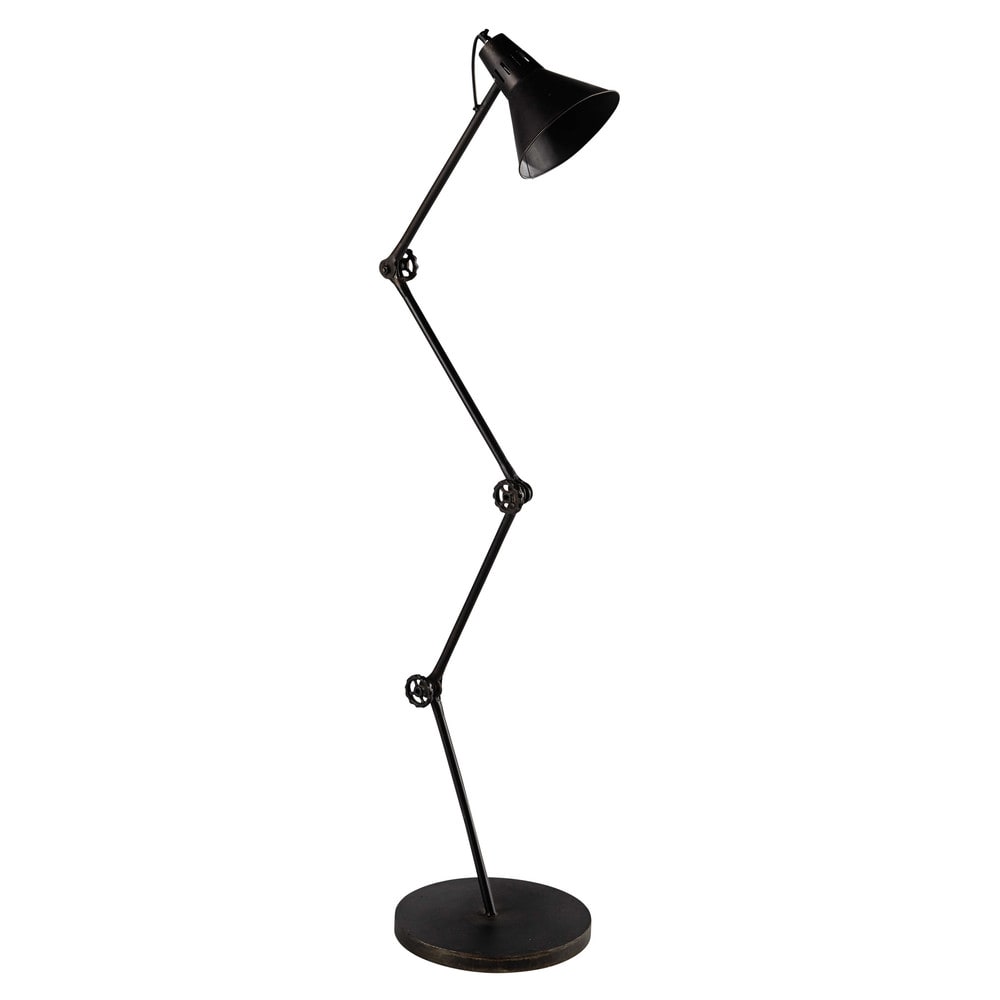 Verstelbare staande lamp, zwart metaal, hoogte 120 cm, ATELIER