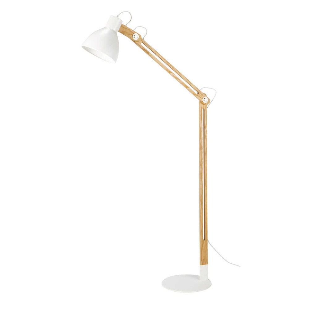 Witte houten en metalen VASSILI staande lamp H 175 cm Maisons du Monde