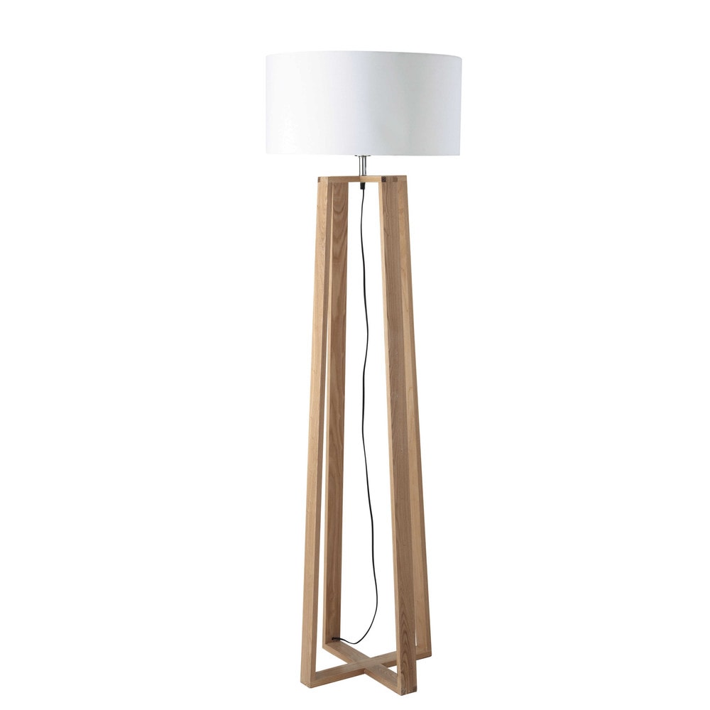 Houten en katoenen ICEBERG staande lamp H 160 cm Maisons du Monde