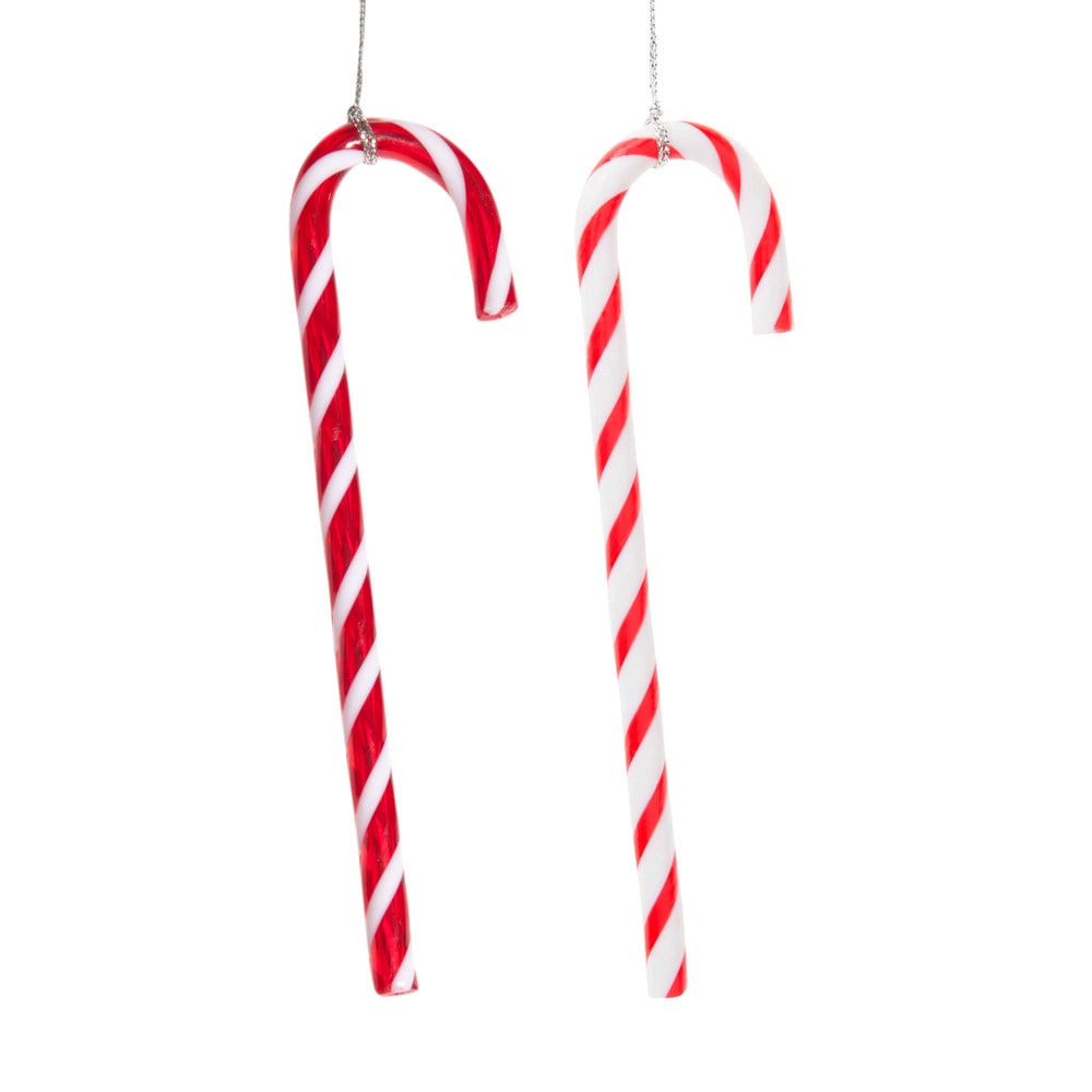 Sugar cane Christmas tree decorations, red/white, H 15 cm | Maisons du ...