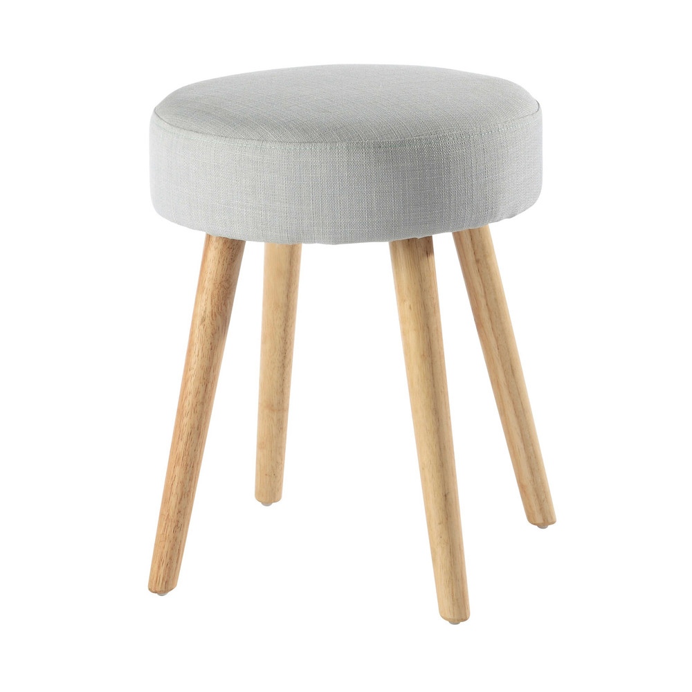 tabouret vintage en tissu et bois gris perle pin up 1000 9 8 146583_0